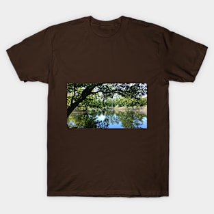 Tree branches hanging over a pond T-Shirt